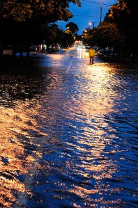 Flash flooding in Kooyong Road, Melbourne
